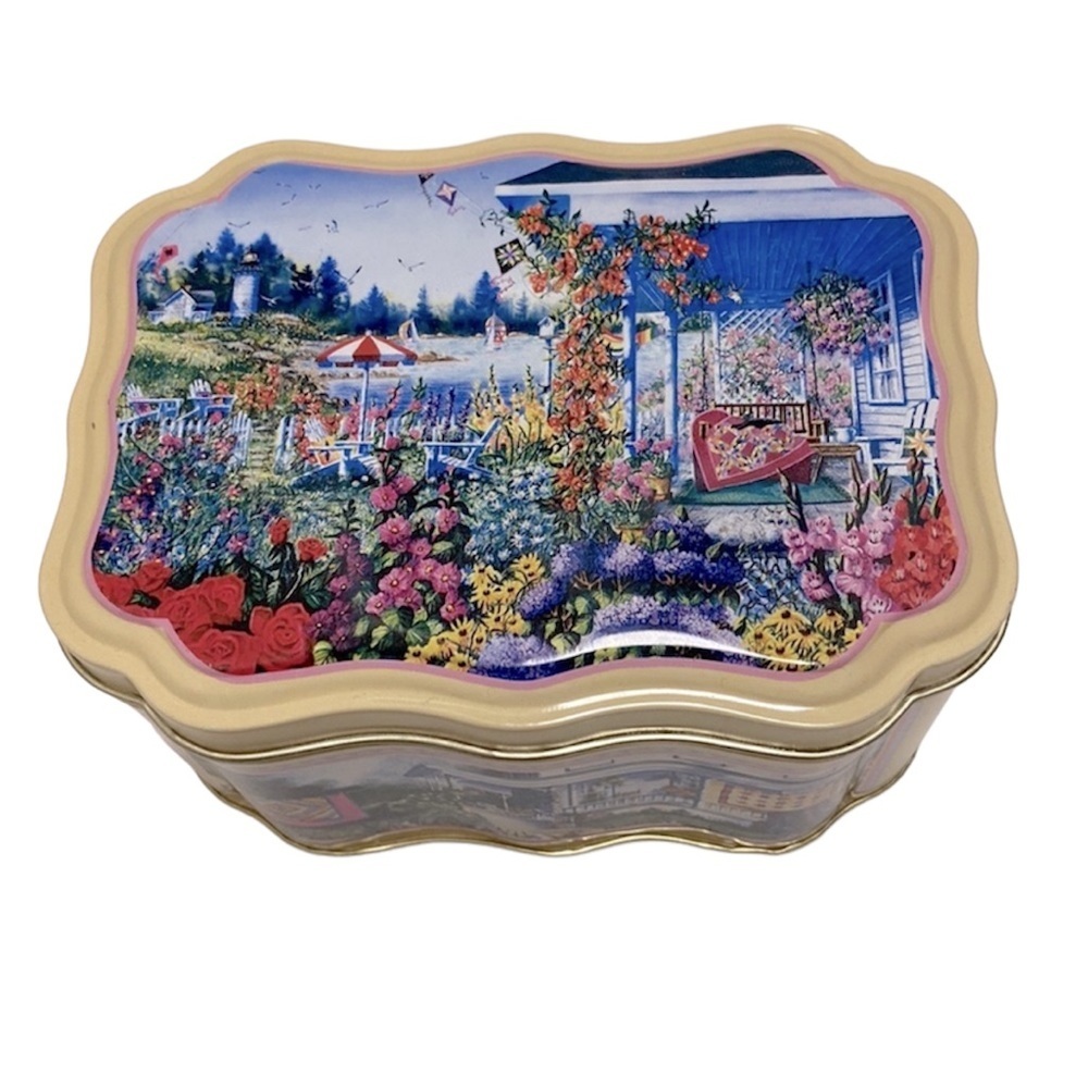 Vintage Diane Phalen Watercolors Grandma’s Treasures tin box lake house …‎